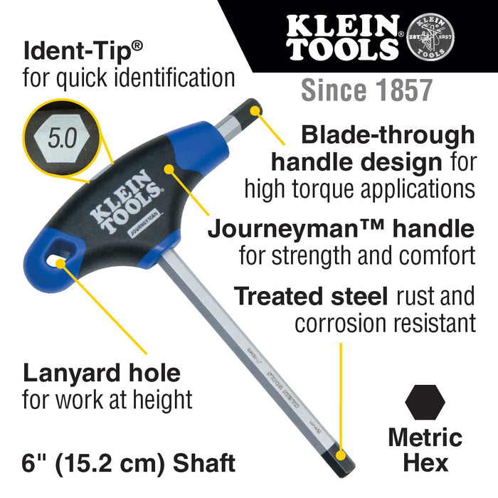 Hex Key Set, Metric, Journeyman™ T-Handle, 6-Inch with Stand, 8-Piece