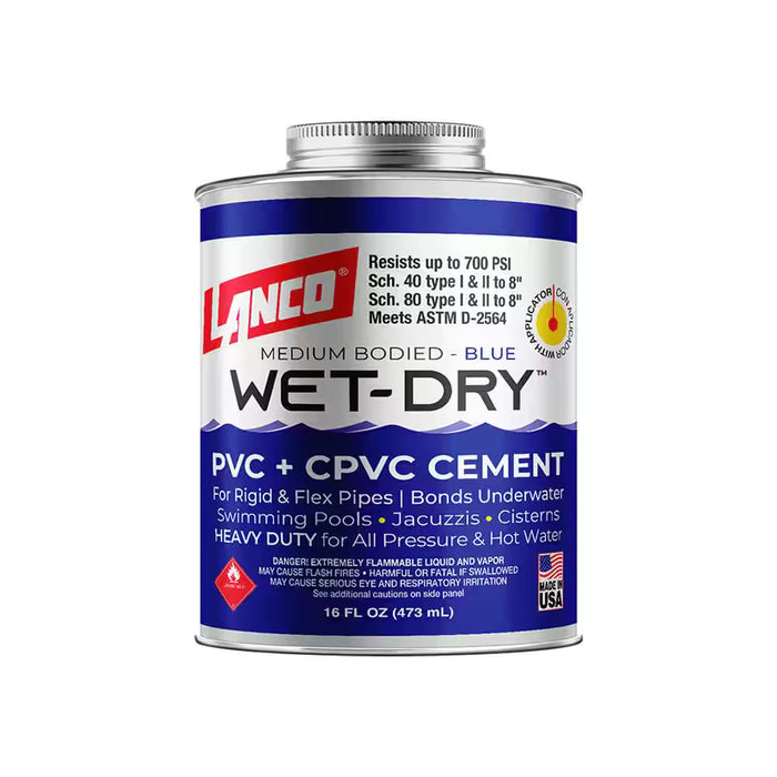 Lanco 16 oz. Wet-Dry Blue PVC Cement