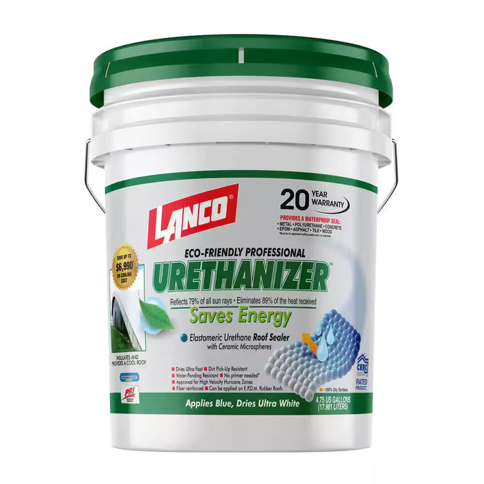 Lanco Urethanizer 4.75 Gal. 100% Acrylic Urethane Elastomeric White Reflective Roof Sealer