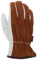 Large Leather Drivers Work Gloves CV Grade Cow Grain Palm Split Leather Back Keystone Thumb