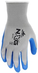 X- Large Safety NXG® Work Gloves 13 Gauge Gray Nylon Shell Blue Foam Latex Palm and Fingertips