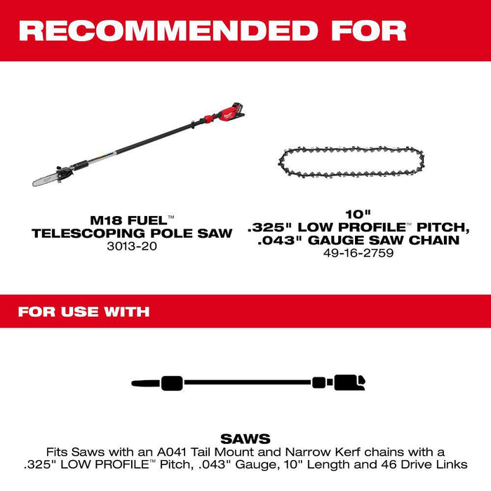 10" .325" LOW PROFILE™ Pitch, .043" Gauge Guide Bar