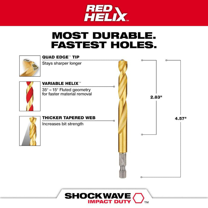 11/32" SHOCKWAVE Impact Duty™ RED HELIX™ Titanium Drill Bit