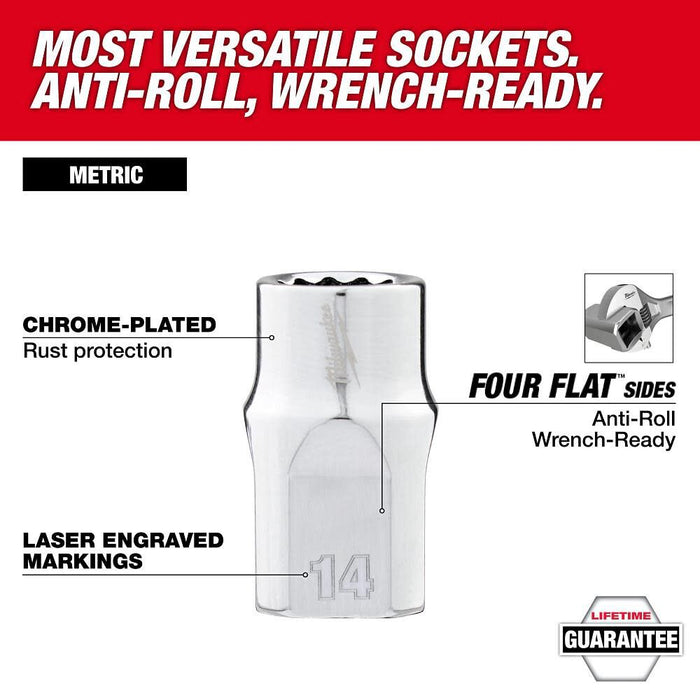 13pc 1/2” Drive 12-Point Metric Socket Set