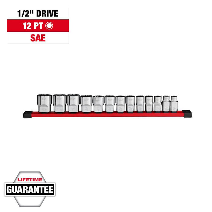 13pc 1/2” Drive 12-Point SAE Socket Set