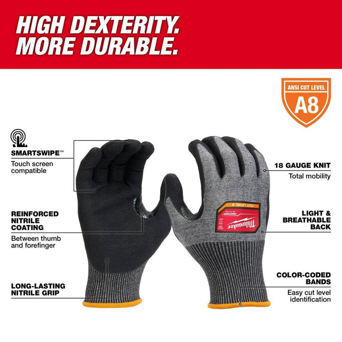 X-Large High Dexterity Cut 8 Resistant Polyurethane Dipped Work Gloves (12 pack)