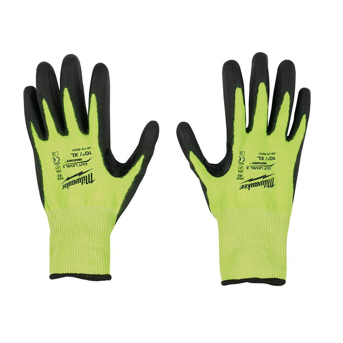 X-Large High Visibility Level 3 Cut Resistant Polyurethane Dipped Work Gloves (12-Pack)