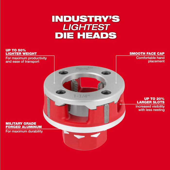 Milwaukee Compact 1/2" ALLOY NPT Portable Pipe Threading Forged Aluminum Die Head