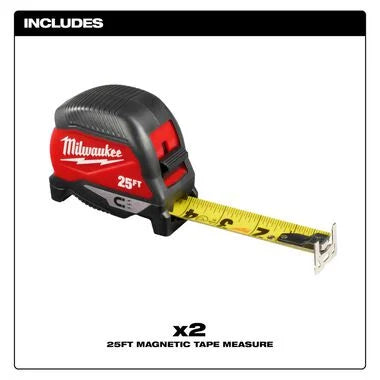 25 ft. Compact Magnetic Tape Measure (2-Pack)