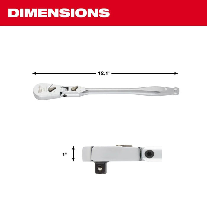 3/8" Drive 12" Flex Head Ratchet