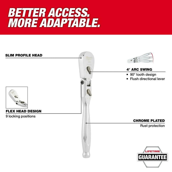 3/8" Drive 9" Flex Head Ratchet