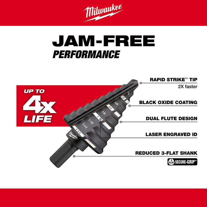 #5 Step Drill Bit, 1/4" - 1-3/8" by 1/8"