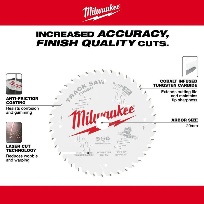 Milwaukee® 6-1/2” 40T Finish Track Saw Blade