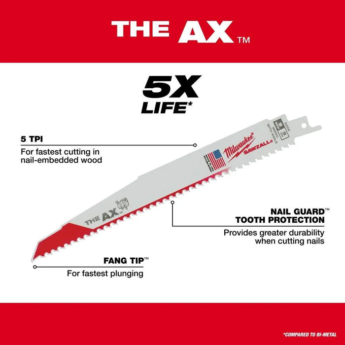 6" 5 TPI The Ax™ Sawzall® Blade (5 Pk)