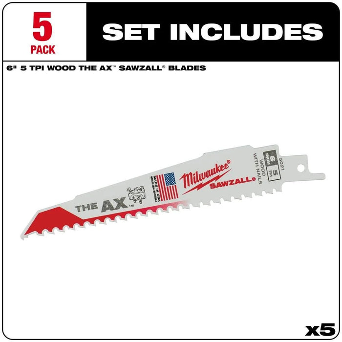 6" 5 TPI The Ax™ Sawzall® Blade (5 Pk)