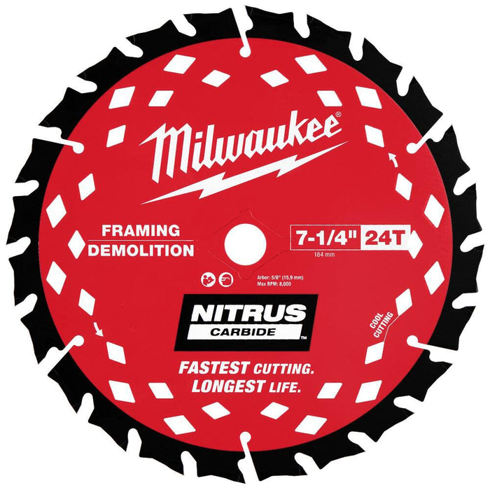 7-1/4” 24T NITRUS™ Carbide Framing & Demolition Circular Saw Blade