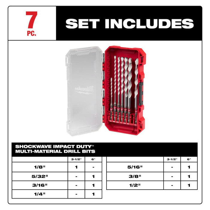 SHOCKWAVE Impact Duty™ Carbide Multi-Material Drill Bit Set - 7PC