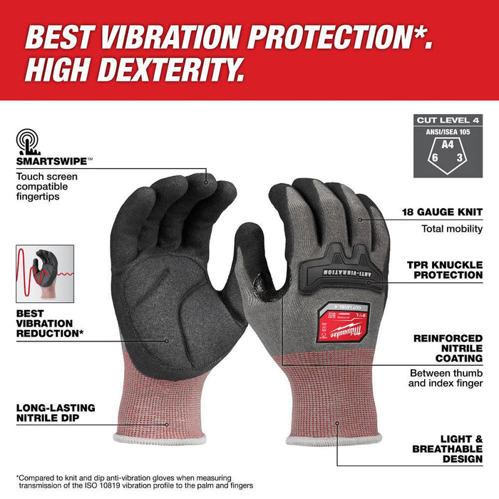 Anti-Vibration Cut Level 4 High Dexterity Nitrile Dipped Glove - M