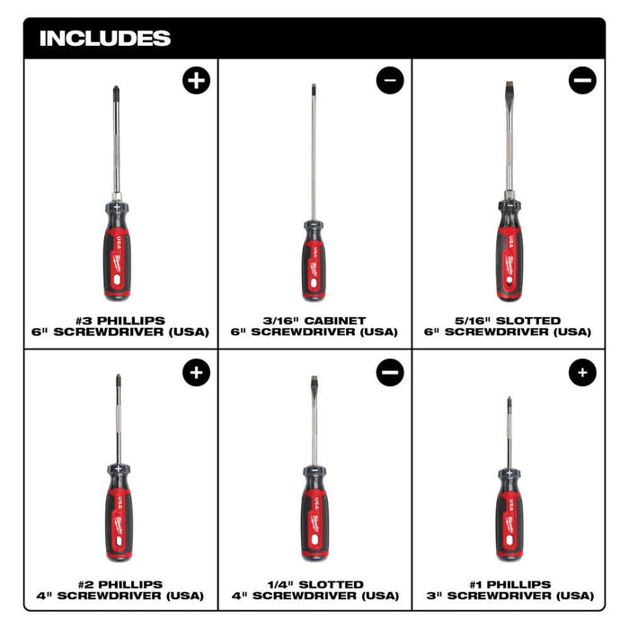 6PC Cushion Grip Screwdriver Set (USA)
