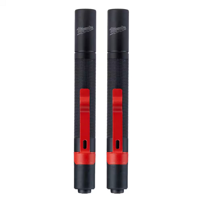 100 Lumens Aluminum Pen Light with Clip (2-Pack)