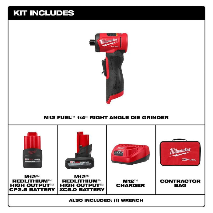 M12 FUEL™ 1/4" Right Angle Die Grinder Kit
