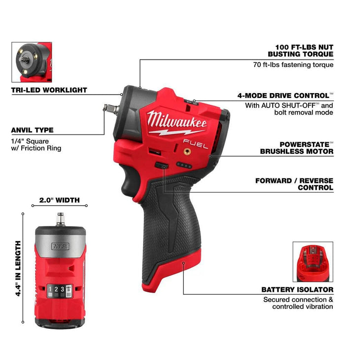 M12 FUEL™ 1/4" Subcompact Impact Wrench w/ Friction Ring