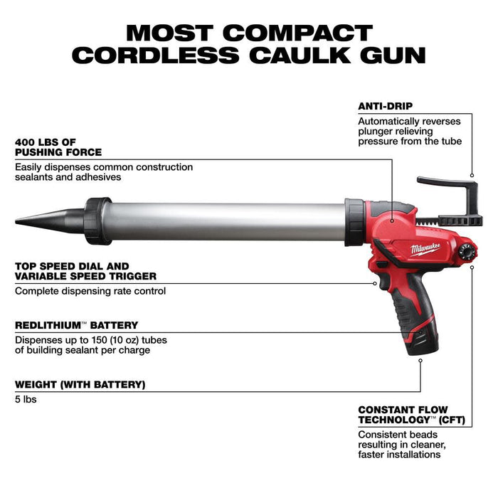 M12™ 20oz. Aluminum Barrel Sausage Style Caulk and Adhesive Gun Kit