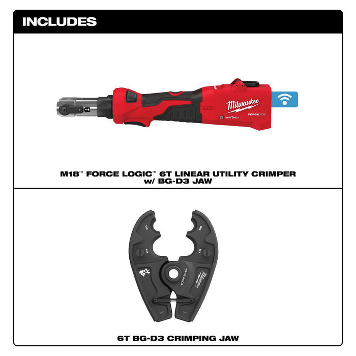 M18™ FORCE LOGIC™ 6T Linear Utility Crimper w/ BG-D3 Jaw