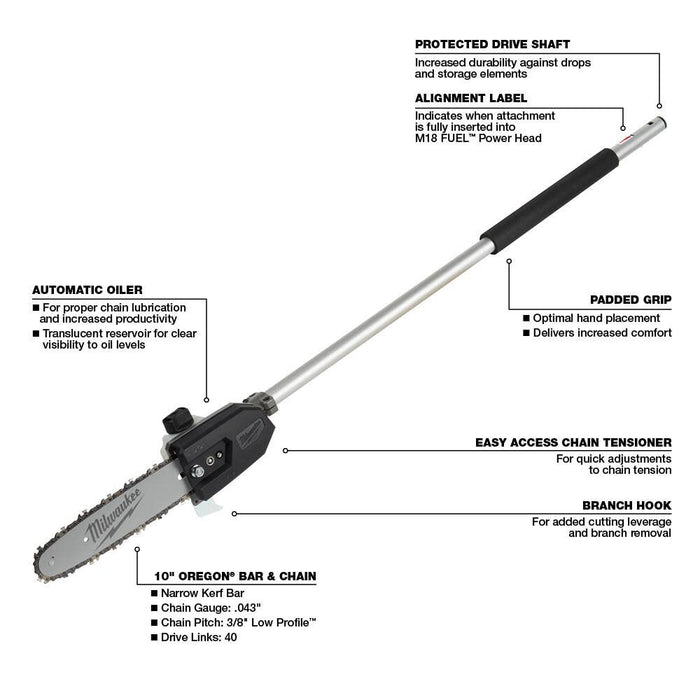 M18 FUEL™ QUIK-LOK™ 10" Pole Saw Attachment