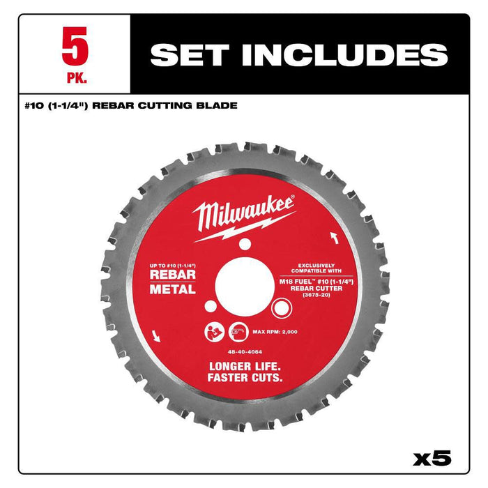 #10 (1-1/4”) Rebar Cutting Blade - 5 PK
