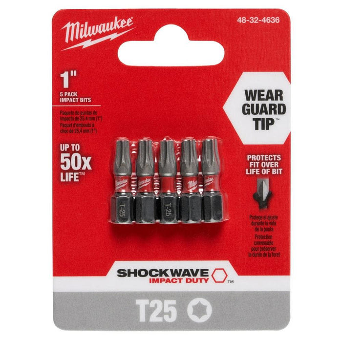 T25 TORX® SHOCKWAVE™ Impact 1" Insert Bits (5 pk)