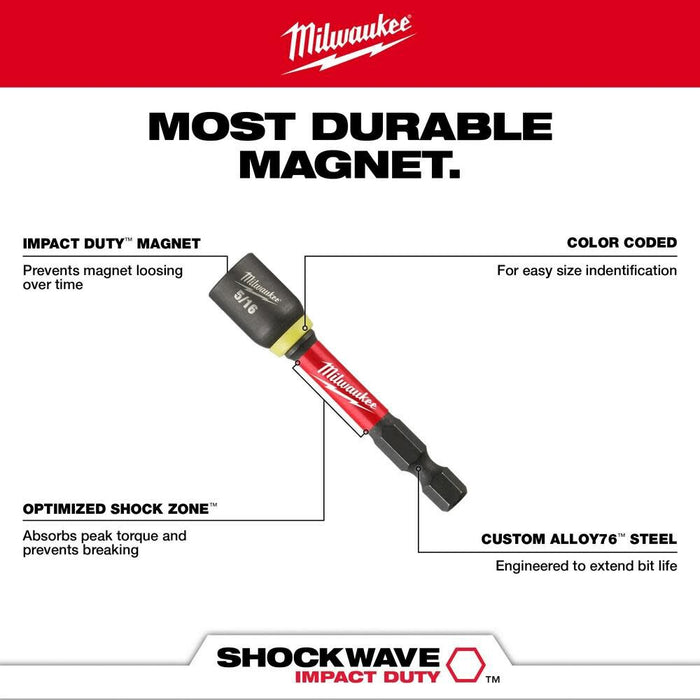 SHOCKWAVE Impact Duty™ 1/4” x 2-9/16” Magnetic Nut Driver BULK 10