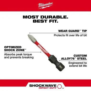 SHOCKWAVE Impact Duty™ 2 in. Phillips #2 Alloy Steel Screw Driver Drill Bit (15-Pack)