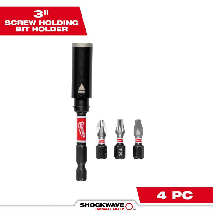 SHOCKWAVE™ Impact Duty 3in. Screw-Holding Bit Holder & Insert Bit Set (4Pc)