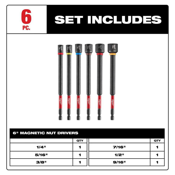 SHOCKWAVE Impact Duty™ 6" Magnetic Nut Driver Set 6PC