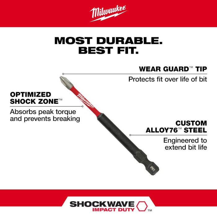 3PC SHOCKWAVE™ Impact Duty Magnetic Attachment and PH2 Bit Set