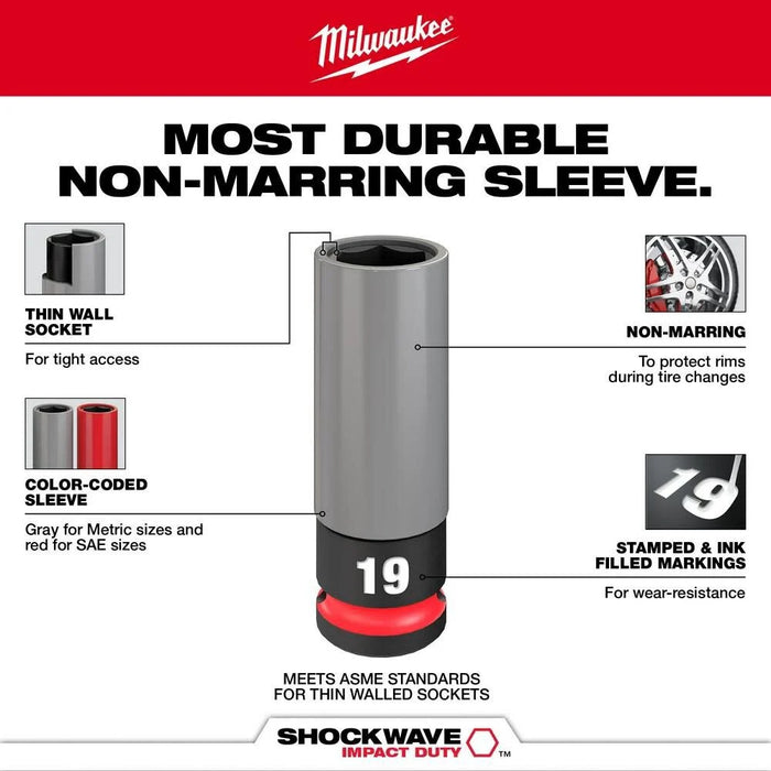 SHOCKWAVE™ Impact Duty 1/2 Drive 19MM Metric Lug Nut Wheel Socket