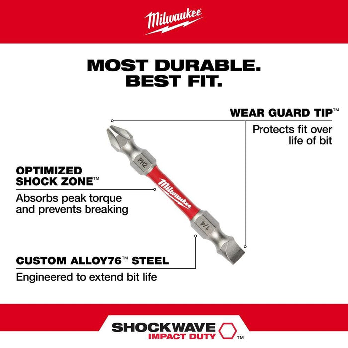 SHOCKWAVE™ PH2/T25 Impact Double Ended Bit