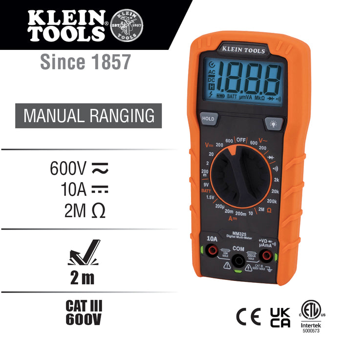 Digital Multimeter, Manual-Ranging, 600V