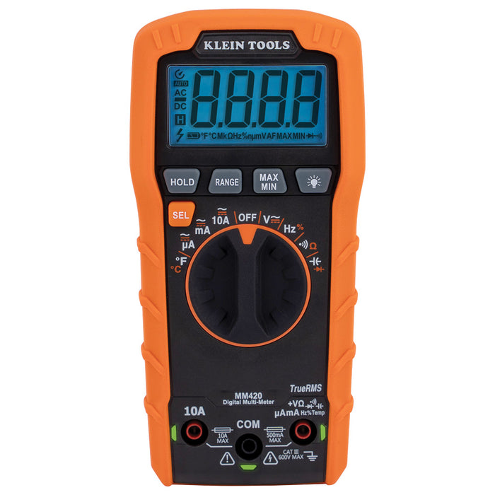 Digital Multimeter, TRMS Auto-Ranging, 600V, Temp