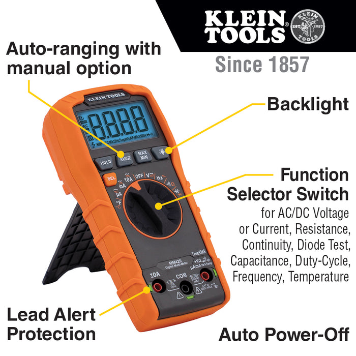 DIGITAL MULTIMETER, TRMS AUTO-RANGING, 600V TEMP