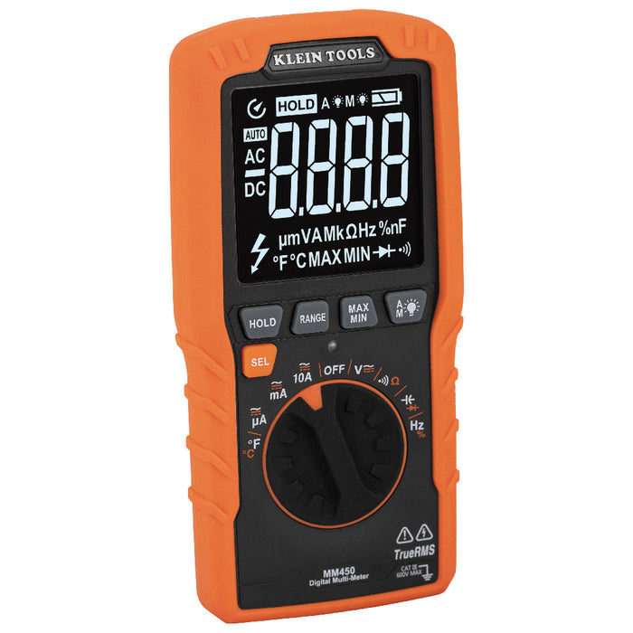 Slim Digital Multimeter, TRMS Auto-Ranging, 600V, Temp