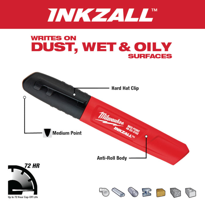 2PK INKZALL™ Black Medium Point Marker