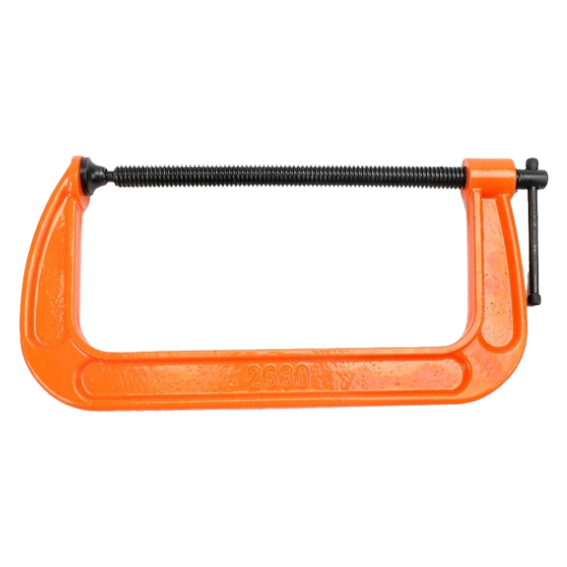 Pony 2680 Classic C-Clamp, 1000 lb Clamping, 8 in Max Opening Size, 4 in D Throat, Ductile Iron Body, Orange Body