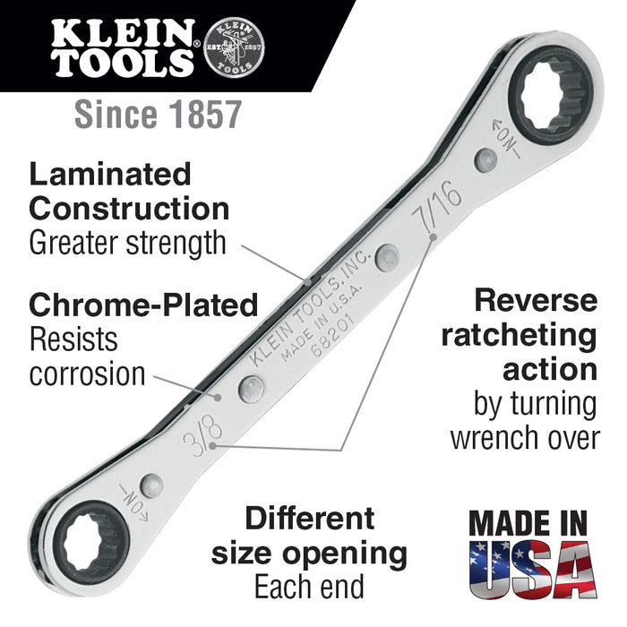 Reverse Ratcheting Box Wrench Standard 5/8 - 11/16
