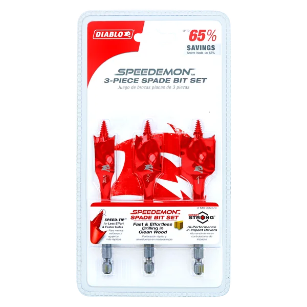 Spade Bit Set for Wood (3-pc)