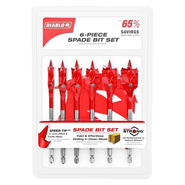 Spade Bit Set for Wood (6-pc)