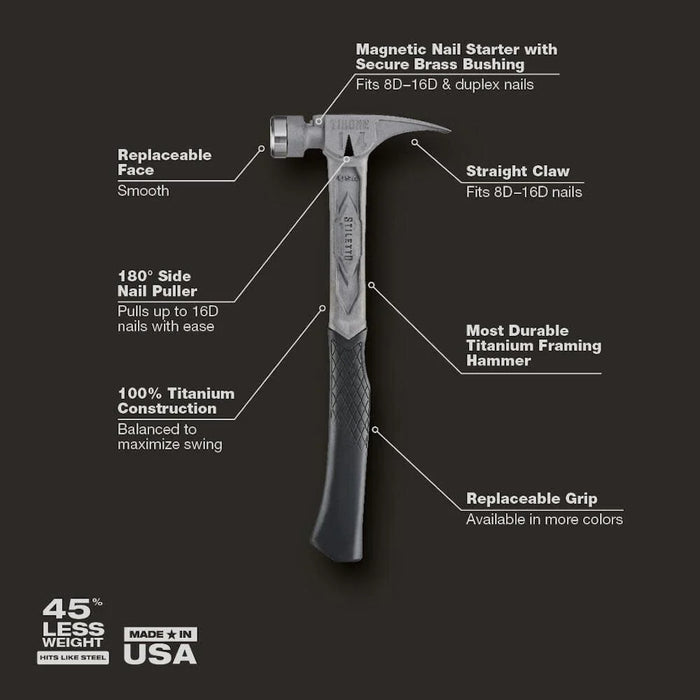 STILETTO® TIBONE™ 14oz Smooth/Curved Titanium Framing Hammer